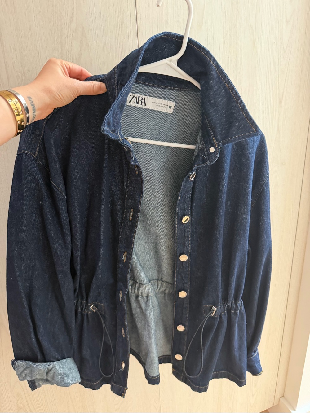 ZARA Indigo Denim Jacket with Drawstring Waist